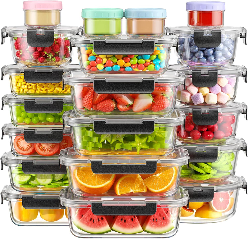 BiuLeon 40 PCS Glass Food Storage Containers with Lids, BPA-Free