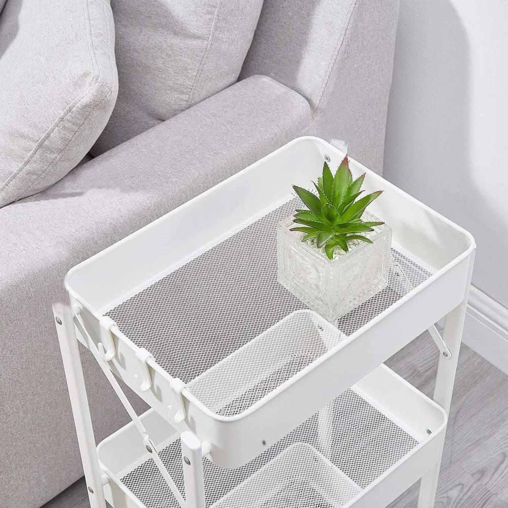Foldable Rolling Cart 3-Tier Small Foldable Utility Storage Cart Multifunctio...