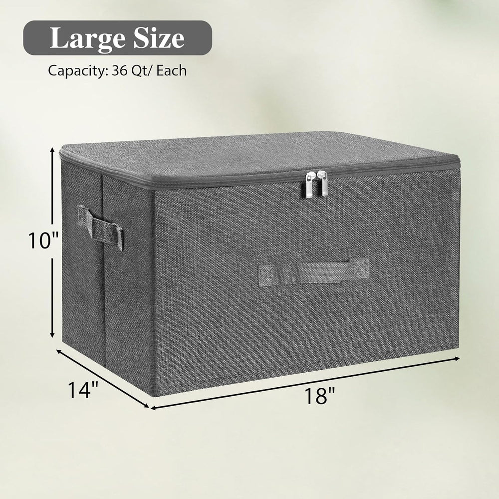 ANMINY Fabric Storage Bins with Zipper Lids, 18"x14"x10", Gray...