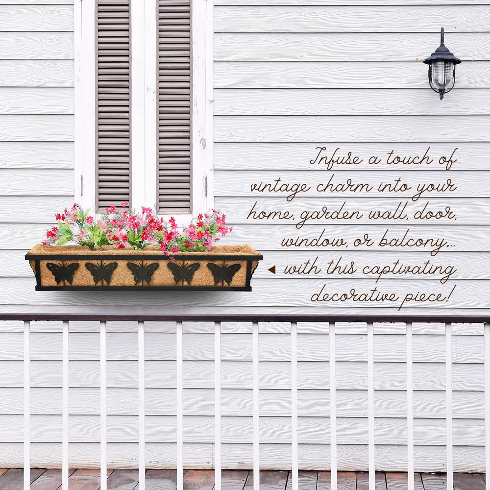 2-Pack 24IN Window Box Railing Hanging Planter Coco Liner Basket, S2
