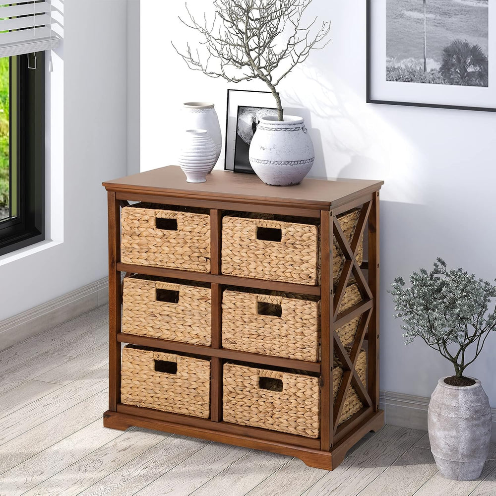 eHemco Hampton Meadows 3 Tier X-Side End Storage Cabinet, Walnut