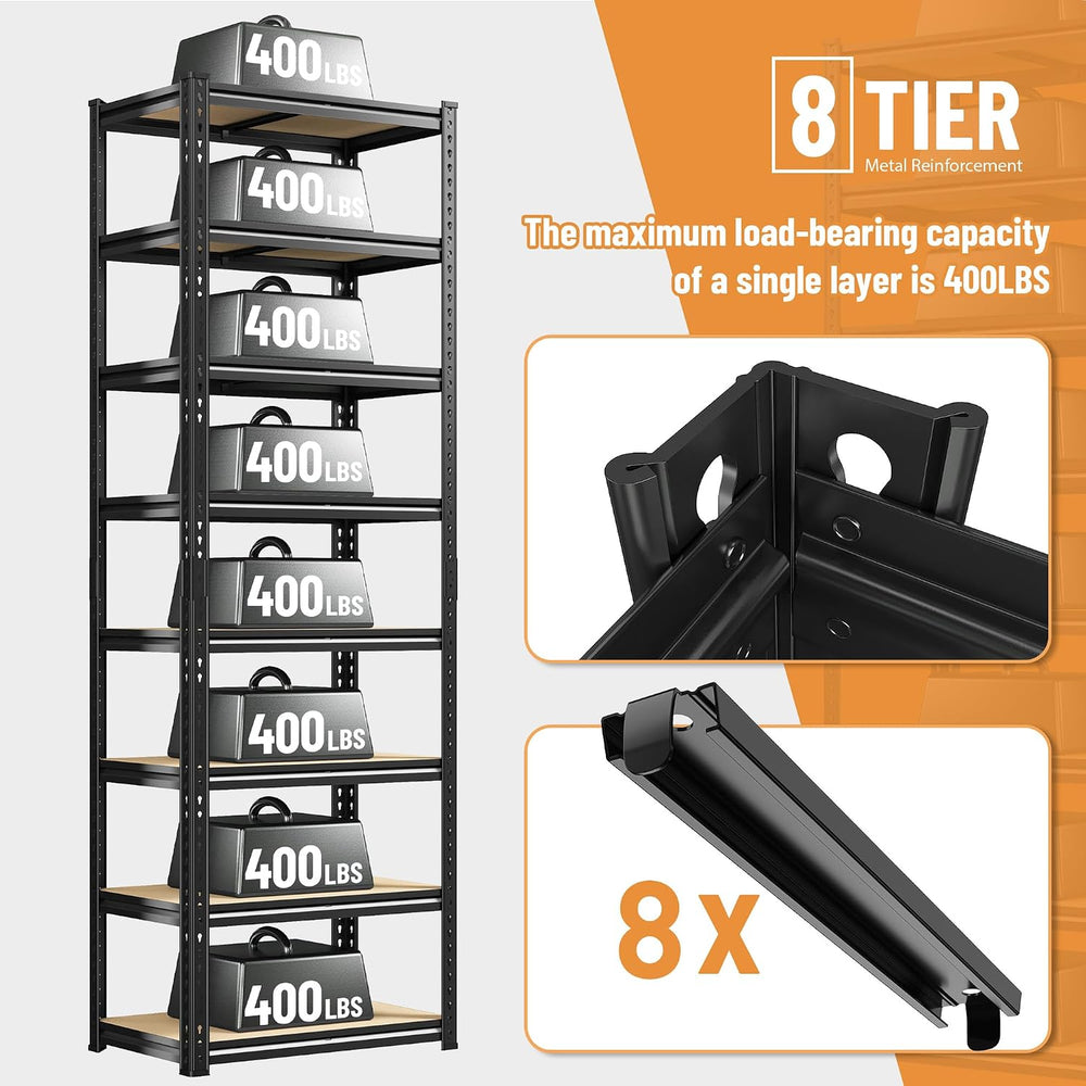 8 Tier Storage Shelves,Shelving Unit Load 352 LBS Per Shelf, Adjustable and D...