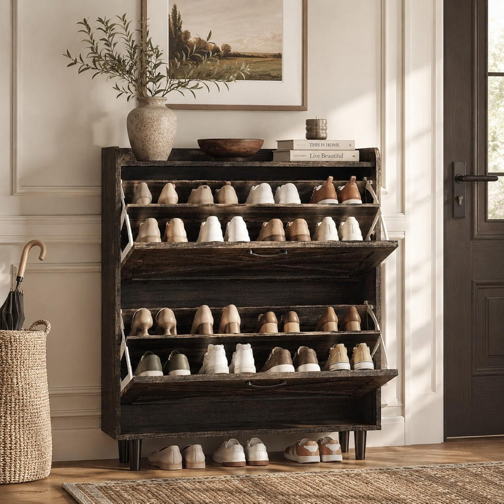 VINGLI Shoe Storage Cabinet for Entryway with 2 Flip Drawers, Ultra Slim Free...