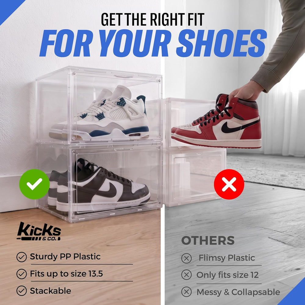 Kicks&Co 6 Pack XL Clear Shoe Storage Boxes with Magnetic Door | Stackabl...