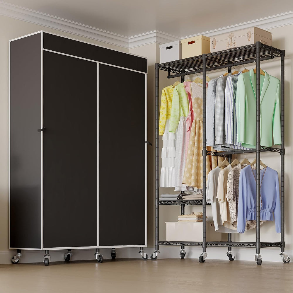 Higeego H9 Garment Rack with Cover, Heavy Duty Clothing Rack for Hanging Clot...