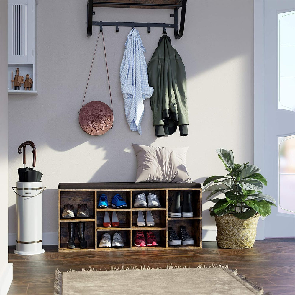VASAGLE CUSTOS Collection - Shoe Bench, Storage Bench with Padded Seat, Entry...