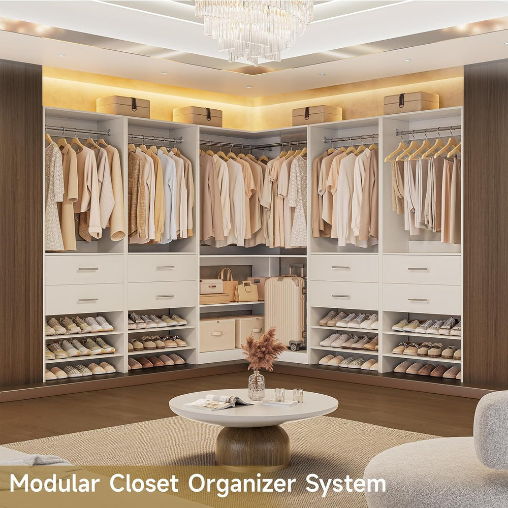 ONBRILL W5 Corner Closet System with Chrome-Plated Hanging Rods & Shelves