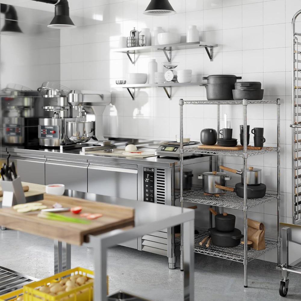 24" Deep x 24" Wide x 54" High 4 Tier Chrome Wire Shelving Kit...