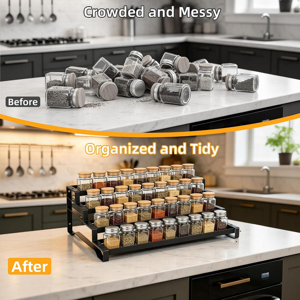 Expandable Spice Rack Organizer for Cabinet, 4-Tier Metal Shelf