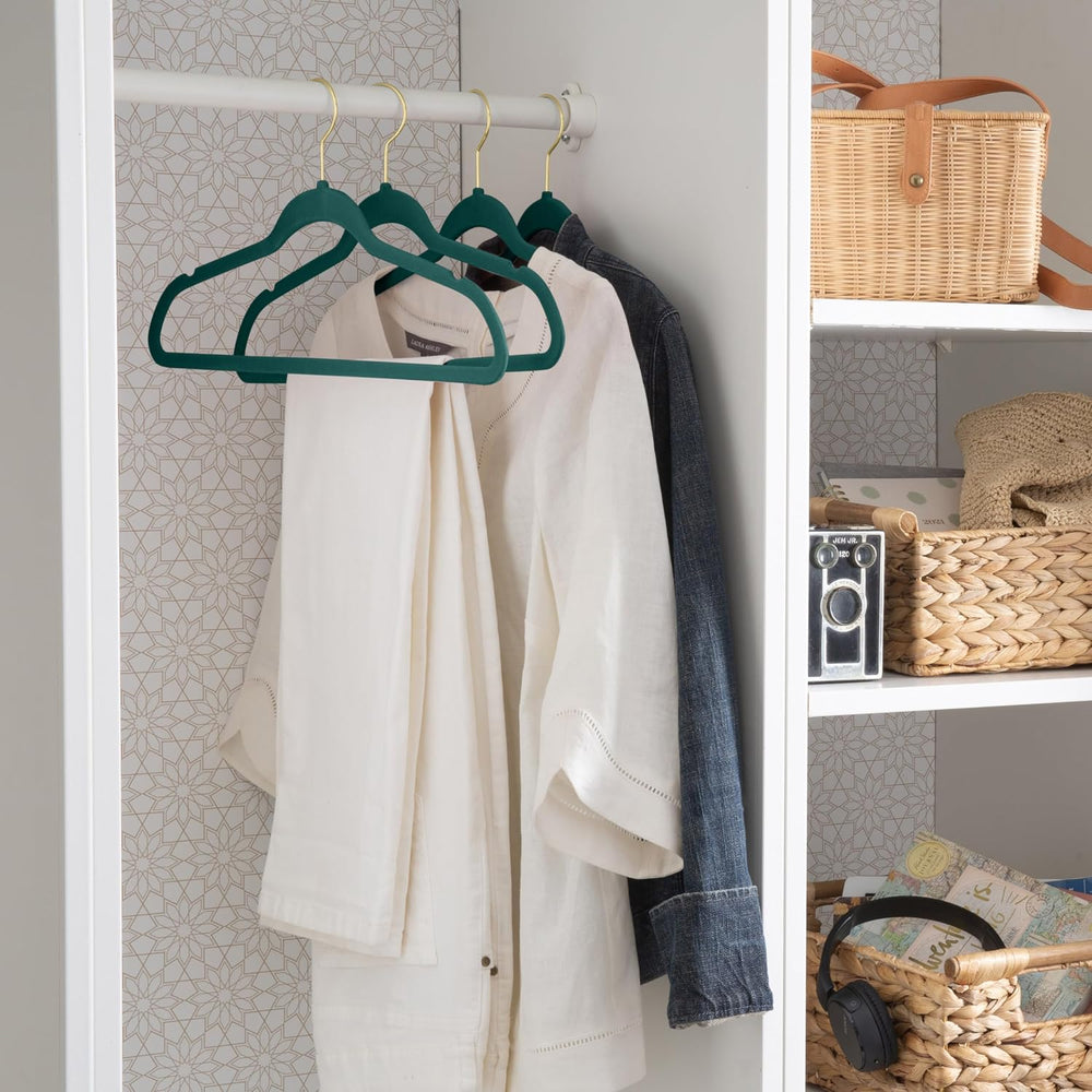 Simplify Slim Velvet Gold Hook Clothes Hangers | 100 Pack | Non-Slip| Closet ...