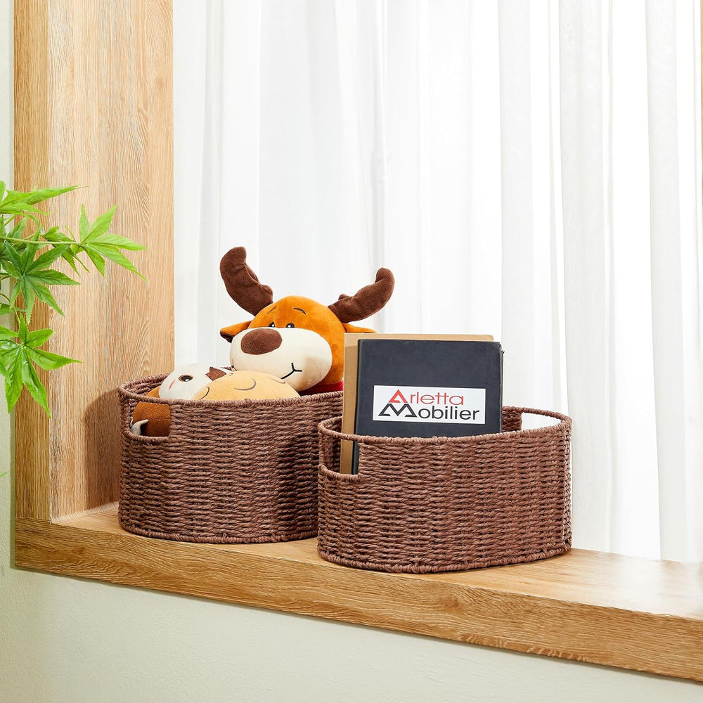 Vagusicc Wicker Storage Basket, Set of 3 Hand-woven Storage Baskets for Organ...