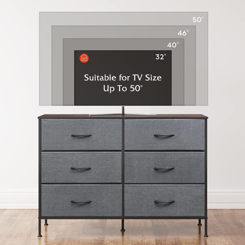 WLIVE Dresser for Bedroom with 6 Fabric Drawers, Dark Grey