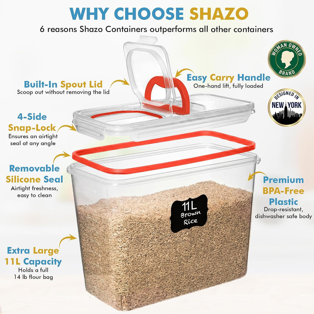 Shazo 2 PC (11L | 372 oz) Flour Sugar Storage Containers with Spout Lid &...