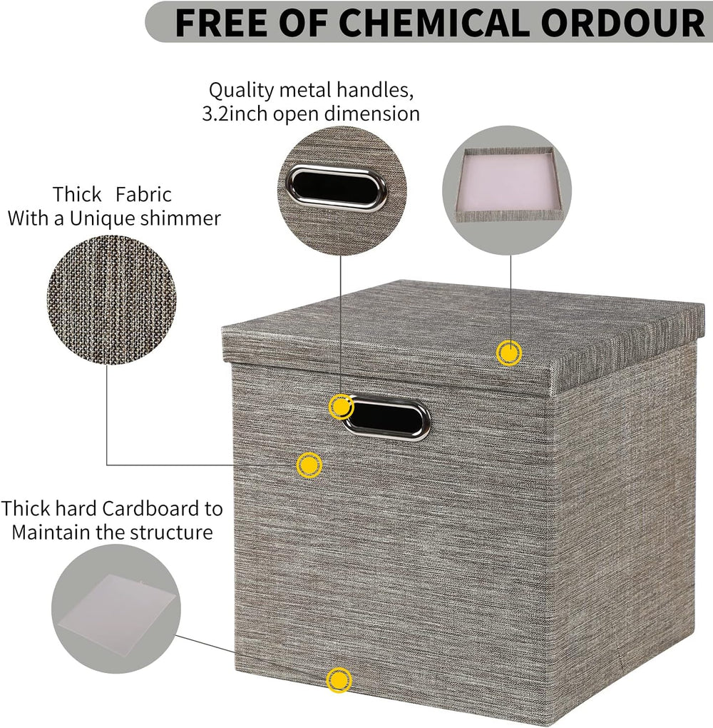 Posprica Storage Bins with Lids,13×13×13 Foldable Storage Cube Baskets Boxes ...