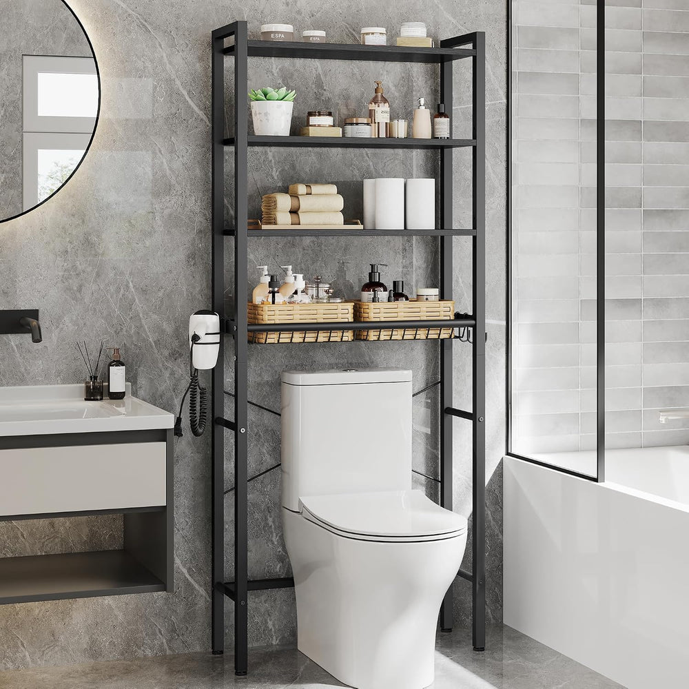 VASAGLE 4-Tier Over the Toilet Storage, Adjustable Shelves, Basket, 68.1'...