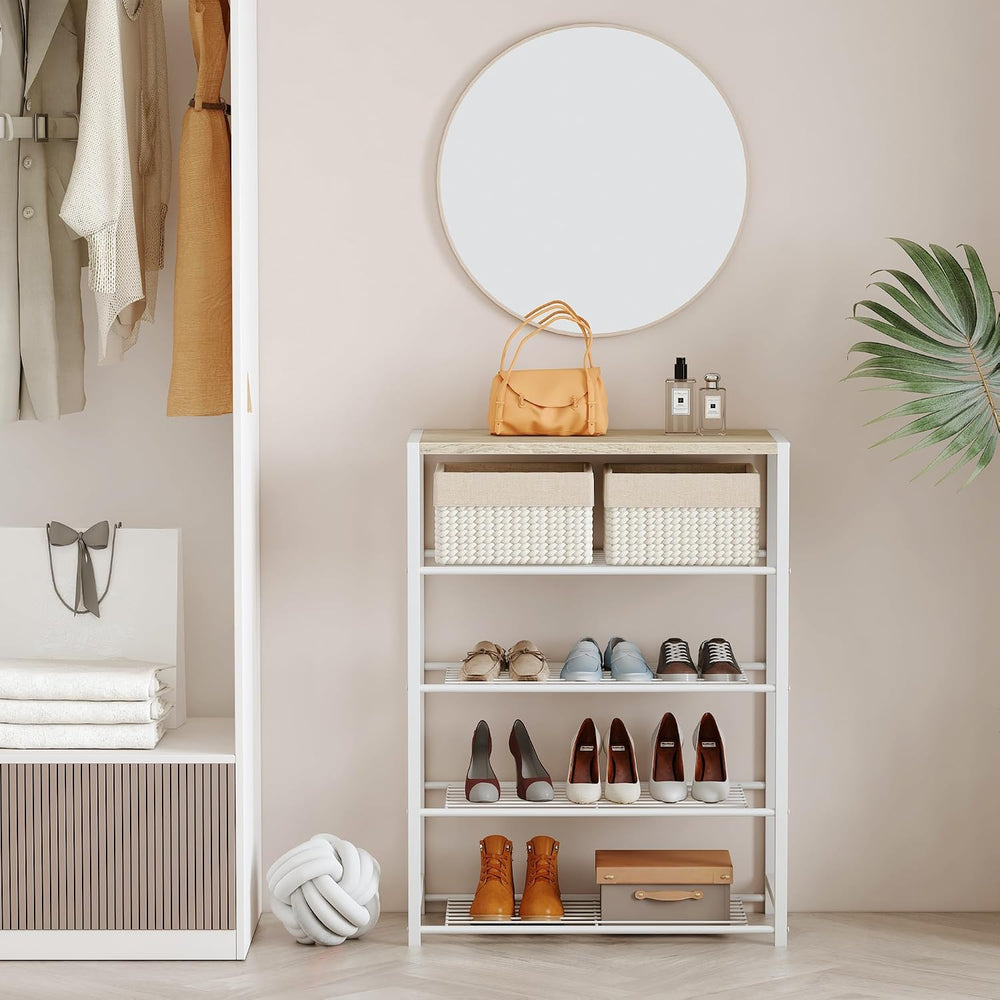 Yusong Shoe Rack Organizer, 5 Tier Industrial Shoe Storage Shelf, Narrow Stur...
