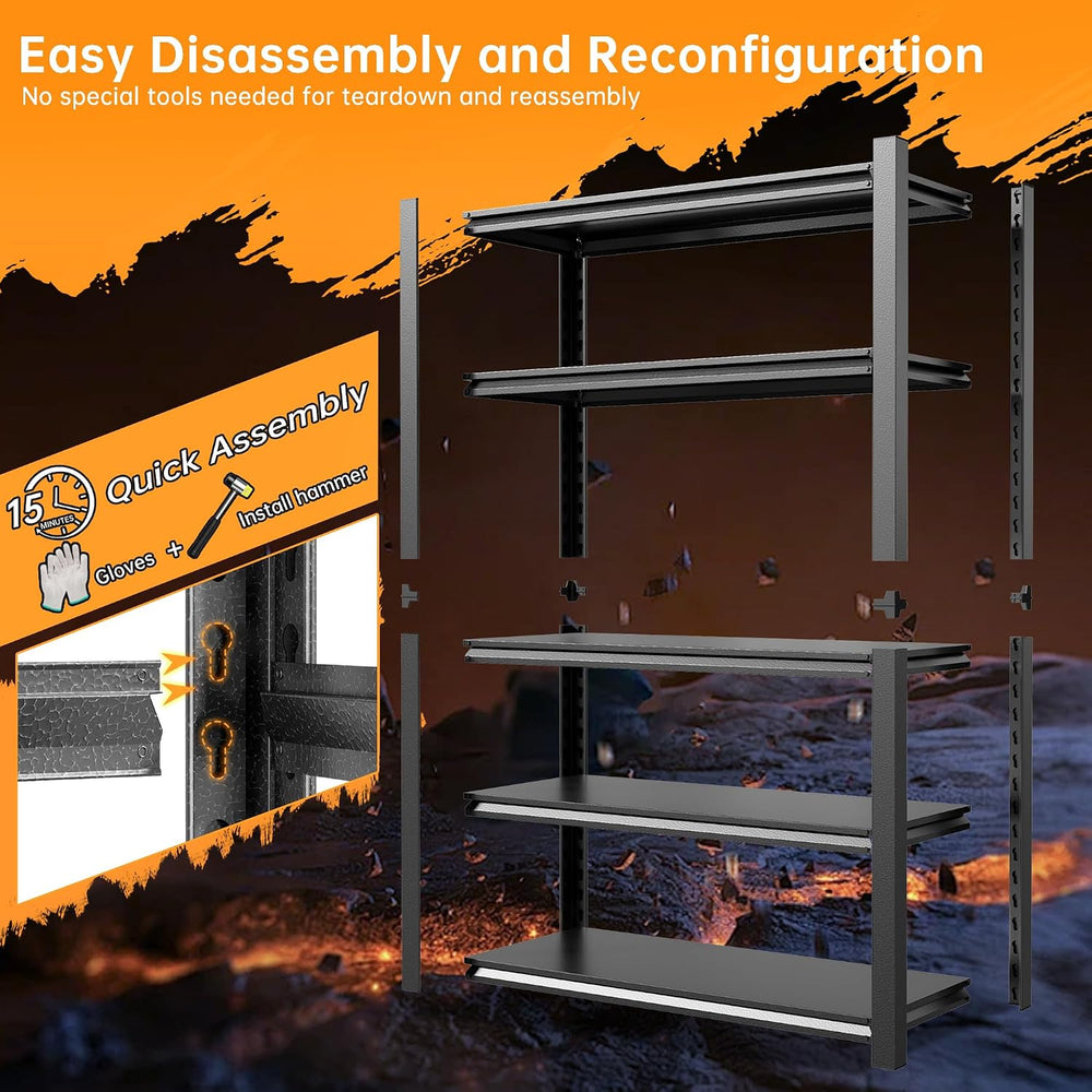 Set of 4 Garage Shelving,5-Tier Heavy Duty Shelving Unit,3000LBS Adjustable M...