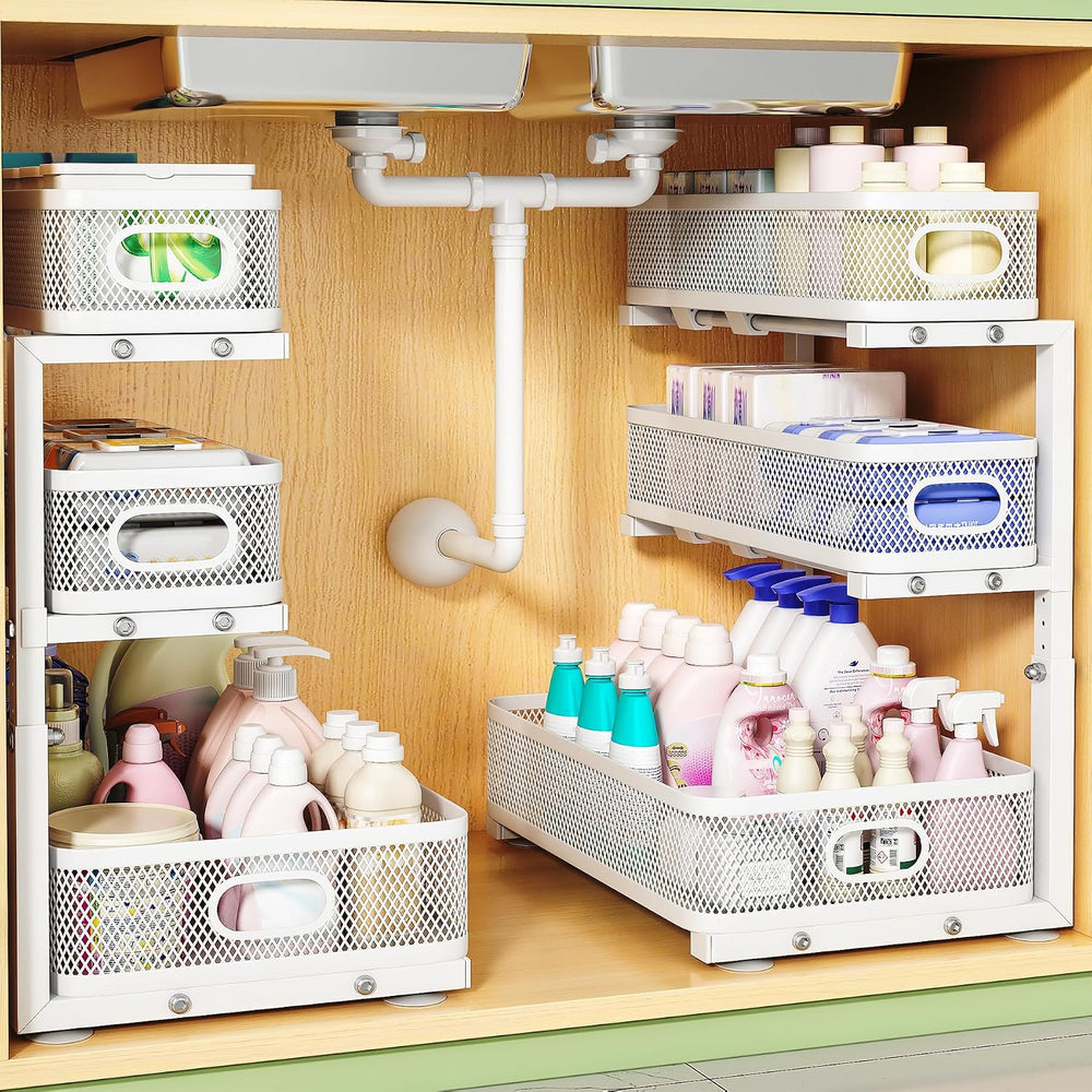 2-Pack 3-Tier Under Sink Organizer, Slide Out Cabinet Storage, Kitchen/Bath