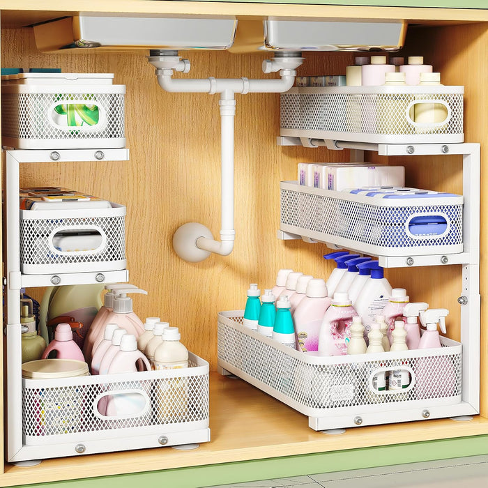 2-Pack 3-Tier Under Sink Organizer, Slide Out Cabinet Storage, Kitchen/Bath