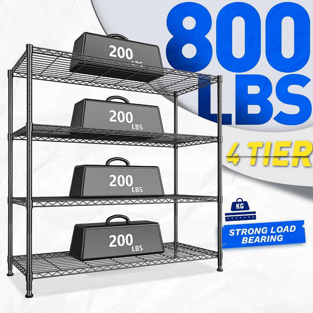 2 Set of 45 "W Metal Shelving Unit 4 Tier Storage Shelves Adjustable Wir...