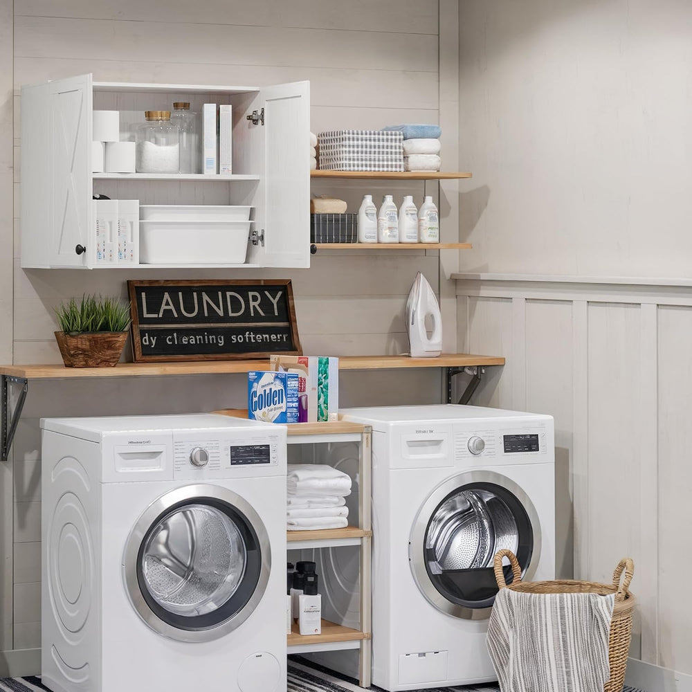 FIMELLO 30’’ Laundry Room Cabinets, Laundry Wall Cabinet Storage, Barn Door K...