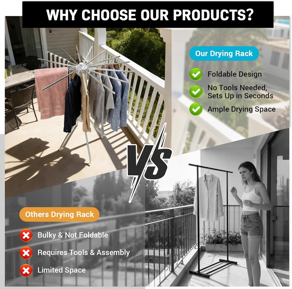Clothes Drying Rack Foldable, Clothes Drying Rack Drying with wheels with 16 ...