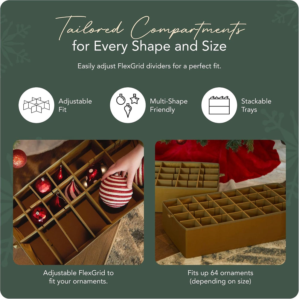 Covermates Adjustable Ornament Storage Box, 25.5" W x 13" D x 12.5&...