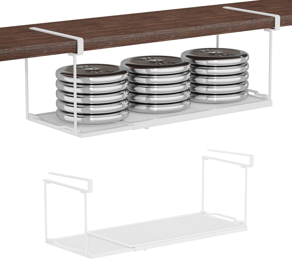 2 Pack Expandable Under Cabinet Shelf, Under Shelf Storage with 0.94 Inches T...