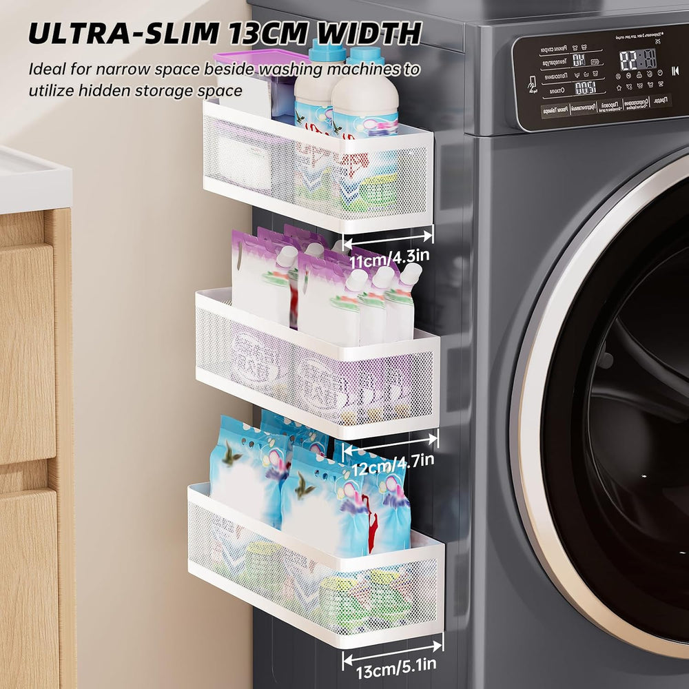 3 Pack Magnetic Shelves for Washing Machine, Metal Mesh Magnetic Baskets