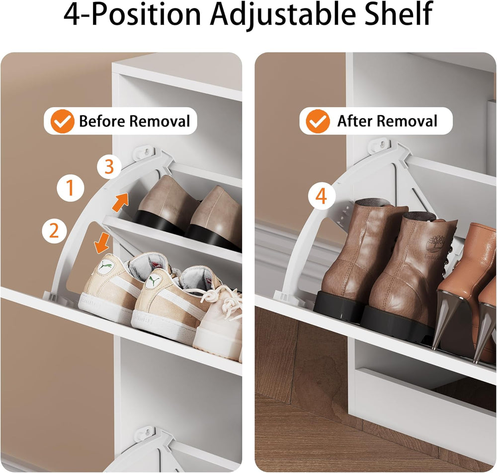 Shoe Storage Cabinet, Wood Shoe Organizer for Entryway with 3 Flip Drawers, F...