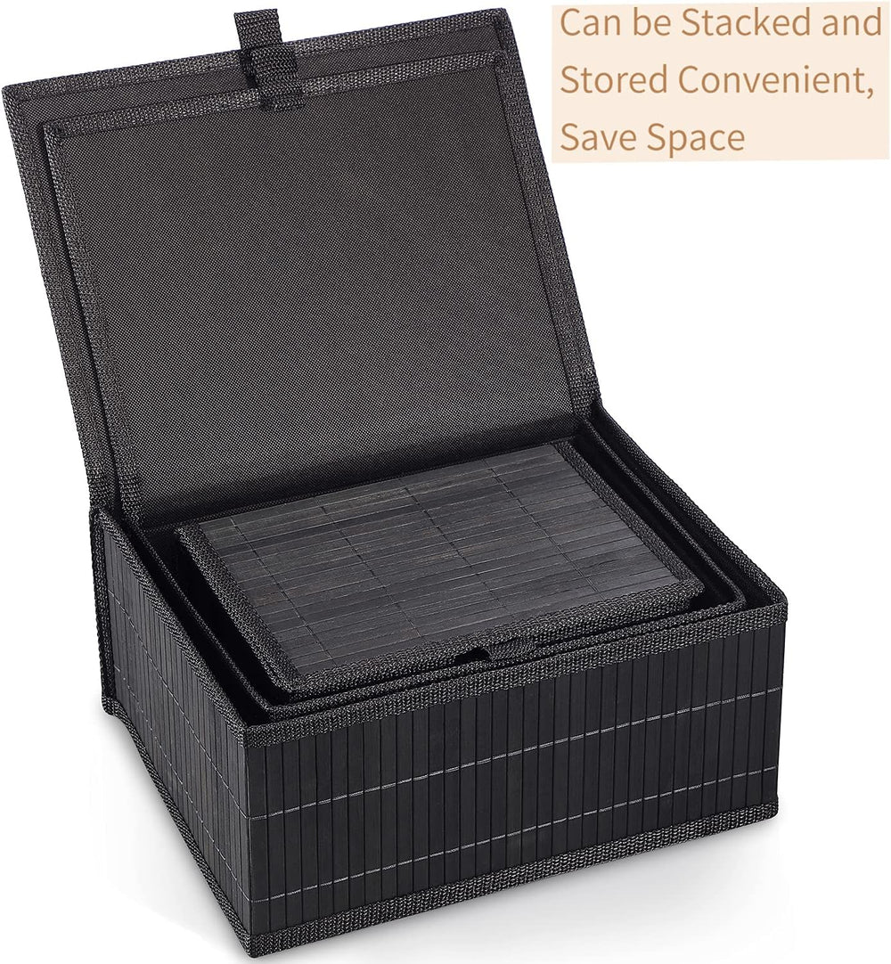 Honygebia Bamboo Decorative Storage Boxes - Set of 3 Woven Lined Storage Bask...