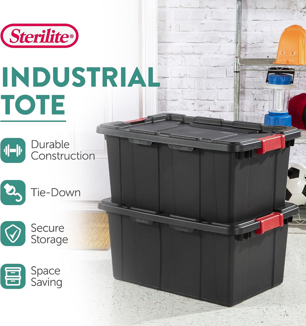 Sterilite Industrial Storage Tote with Lids for Garage, 15 Gallon, 18-Pack