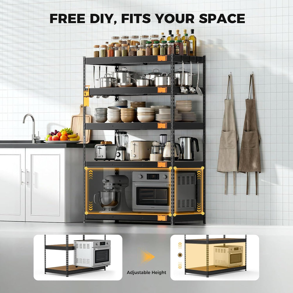 CAMMOO 4000LBS 5 Tier Metal Garage Shelving Unit, 72" H x 48" W x 2...