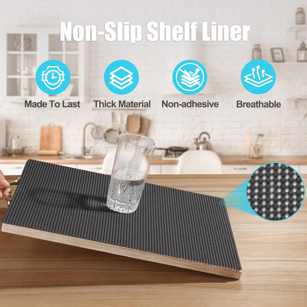Songrey Non-Slip Shelf Cabinet and Drawer Liner, 12IN x 30FT, Black