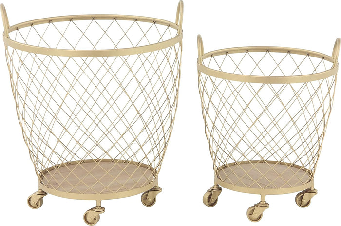 Deco 79 Metal Storage Cart, Set of 2 Cart 15", 21"H, Gold