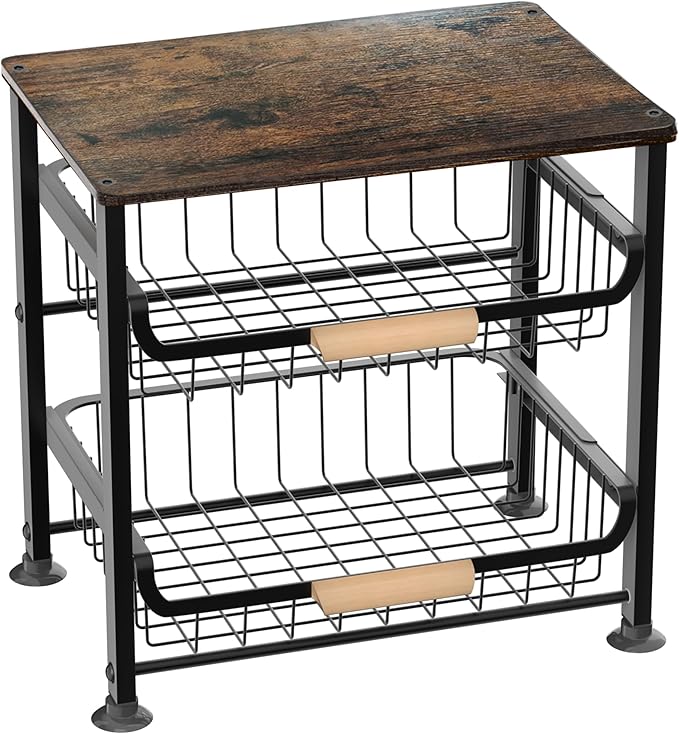 3-layer Kitchen Fruit Storage Basket Snack Rack, Countertop & Desktop Pull-out