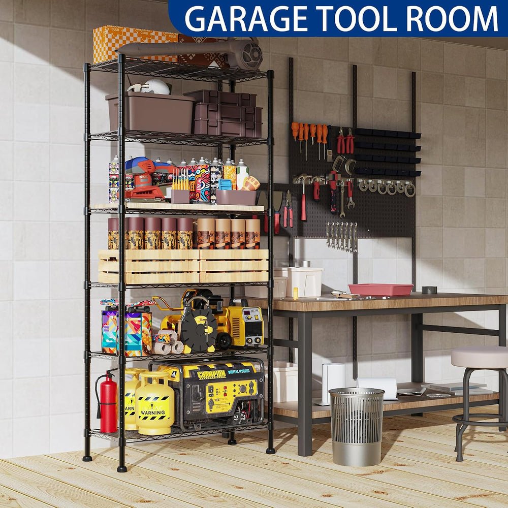 REGILLER 6-Wire Shelving Metal Storage Rack Adjustable Shelves,Standing Stora...