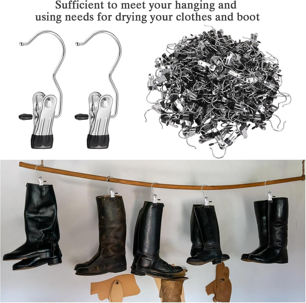 Yinder 250 Pcs Boot Hanger Clips Stainless Steel Hooks,Black
