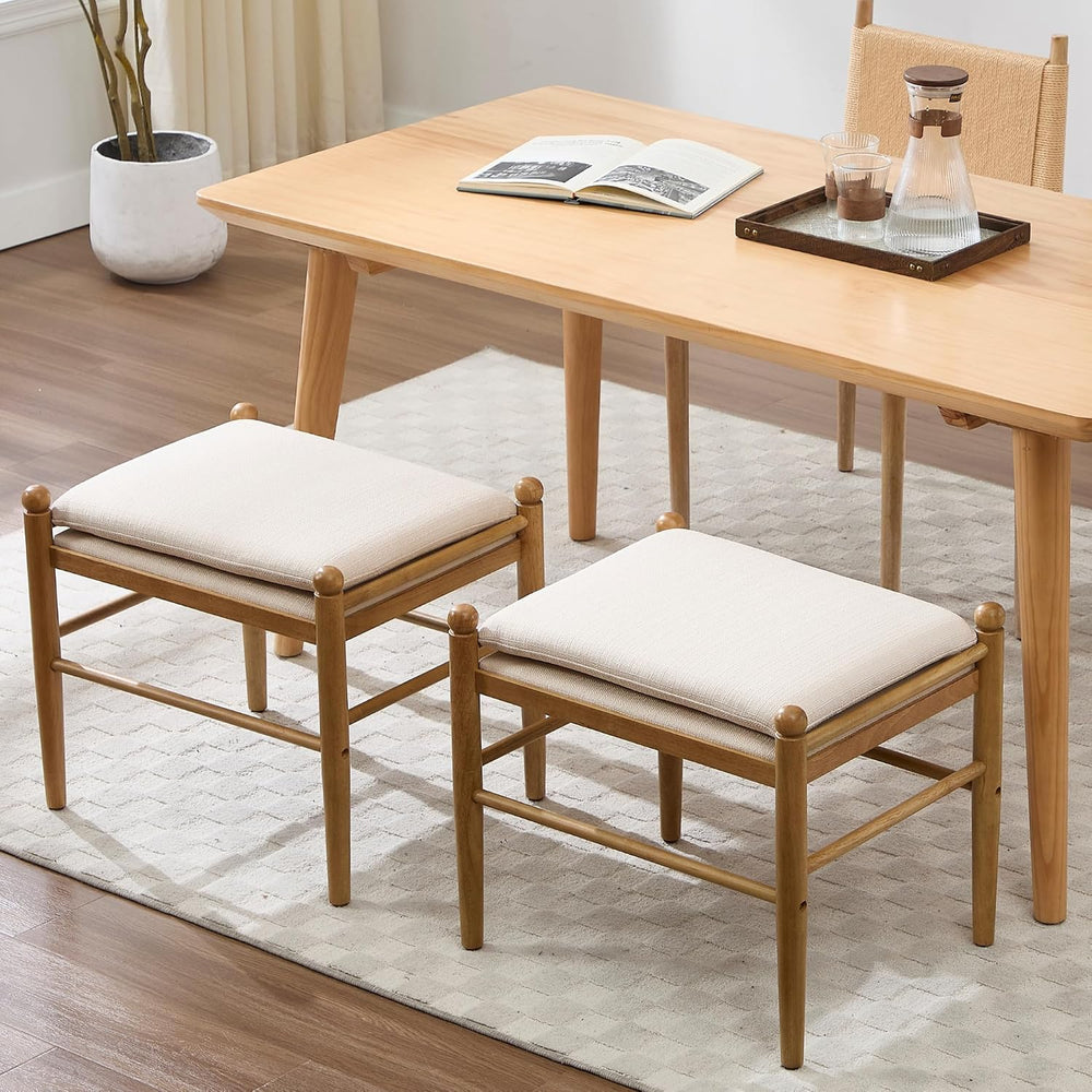 Ottoman Footrest Set of 2, 19 Inch Upholstered Vanity Bench Seat, Backless Ma...