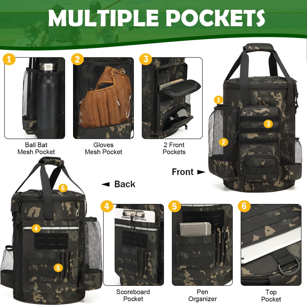 Baseball Bucket Bag, Softball Coaches Bags Fit 6 Gallon Buket