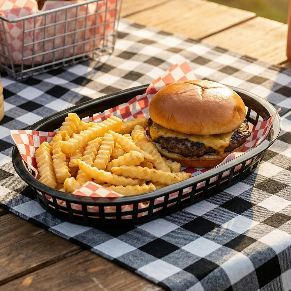 Cedilis 40 Pack Fast Food Baskets, 10.5 x 7 Inch Black Plastic Baskets, Food ...