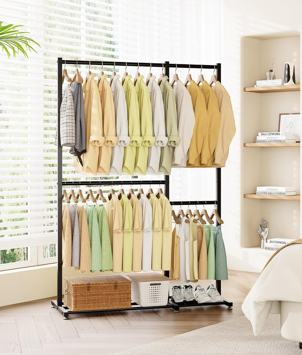 Clothing Rack with 4 Hanging Rod, 47.2" x 17.7" x 69.9", Doubl...