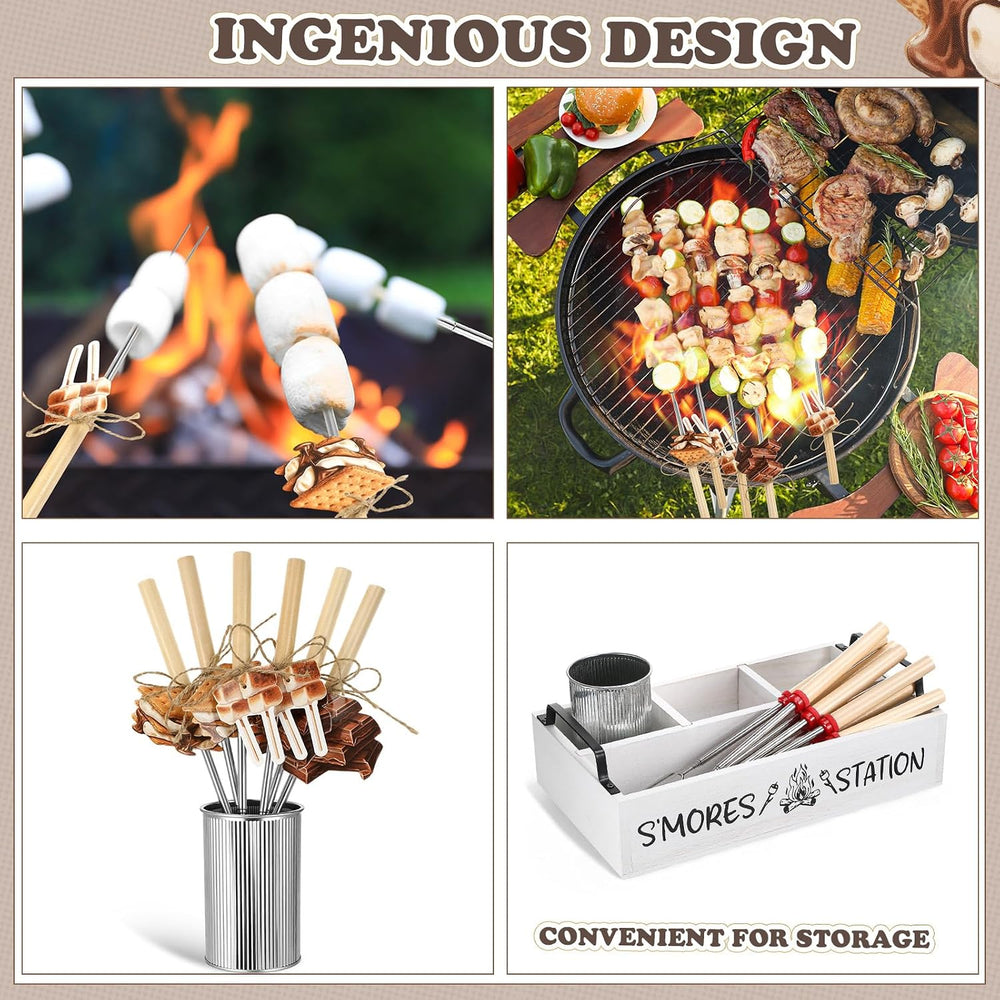 Reallnaive 35 Pcs Smores Station Box Farmhouse, Flame Pattern, White