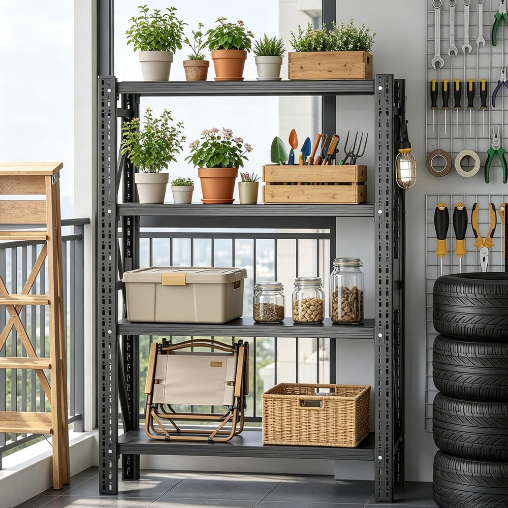 31.5''W Heavy Duty Storage Shelves, 2500LBS Metal Garage Shelving Uni...