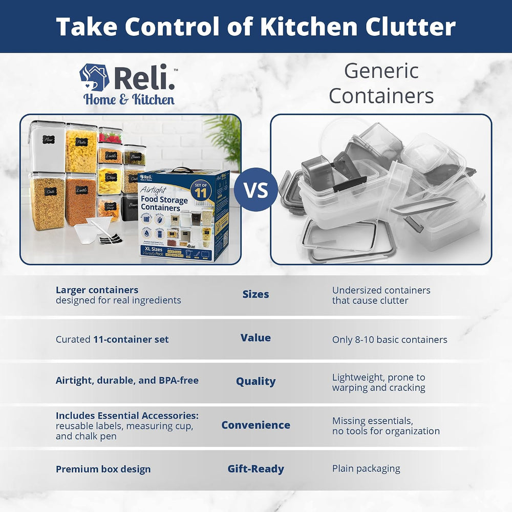 Reli. Storage Containers Kitchen & Pantry 11 Sets | Food Storage with Lids