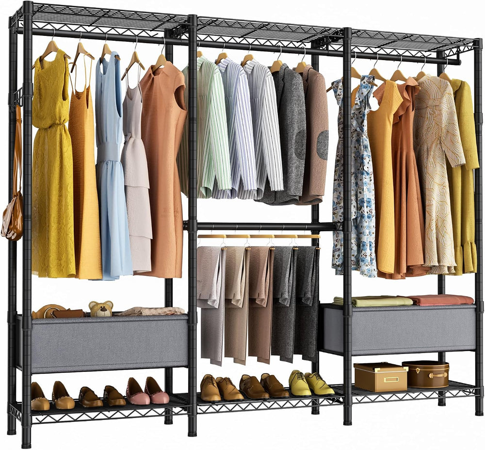 Golpart Heavy Duty Clothes Rack Metal Wardrobe with Adjustable Wire Shelves