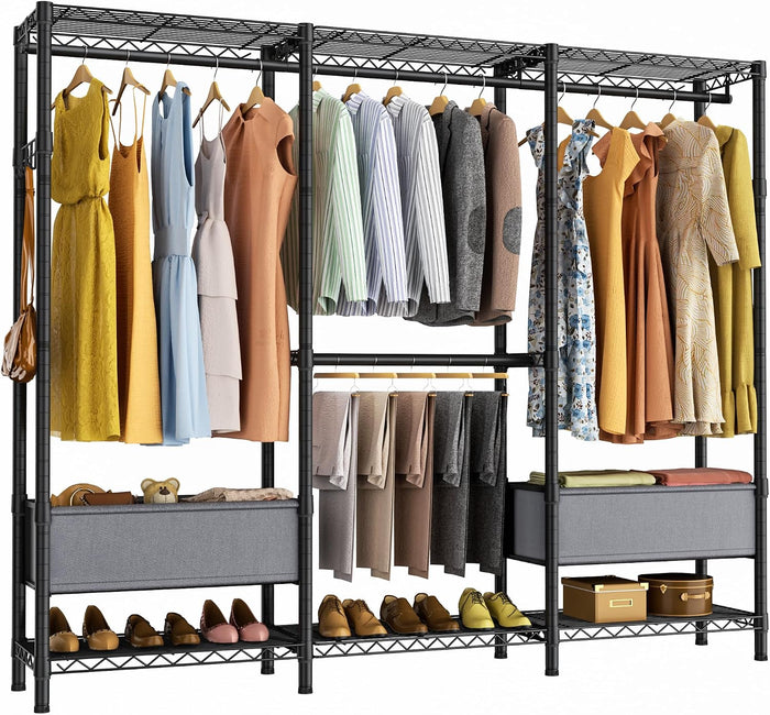 Golpart Heavy Duty Clothes Rack Metal Wardrobe with Adjustable Wire Shelves
