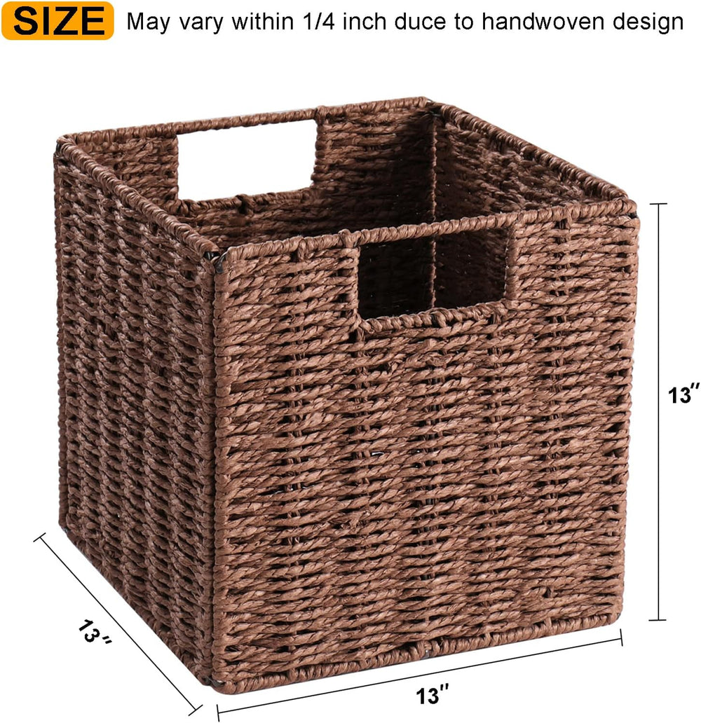 Vagusicc Wicker Storage Basket, Set of 2 Hand-Woven Storage Baskets for Shelv...