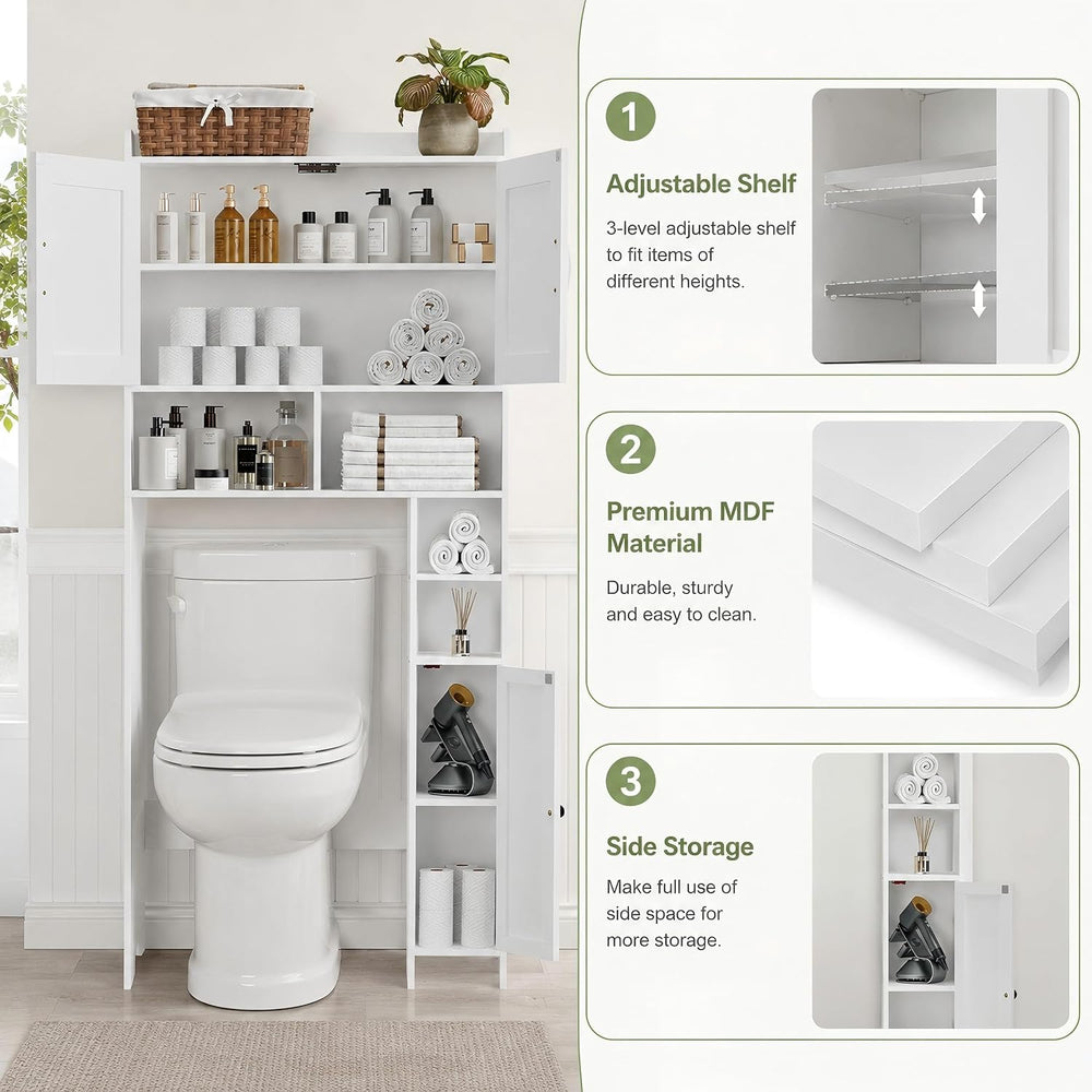 Homhedy Wooden Over The Toilet Storage Cabinet with Barn Door