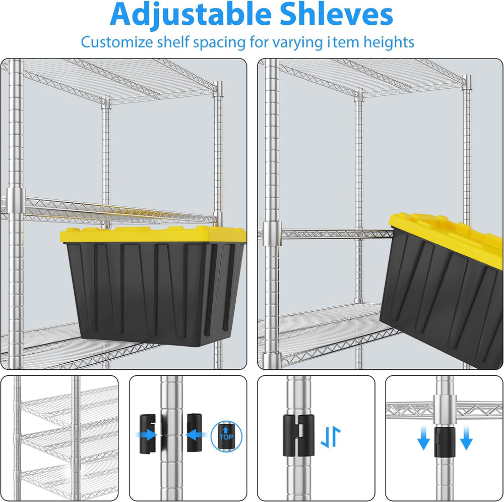 Homdox Heavy Duty Metal Shelves for Storage, 4 Tier Storage Racks and Shelvin...